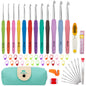 Crochet Hooks 12 Sizes Crochet Hook Set, 51 Pack Yarn Crochet Kit for Beginners, Knitting Needles with Ergonomic Handles for Arthritic Hands, Crochet Needle Kit with Blue Case for Crocheters