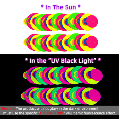 120feet UV Round Dot Paper Neon Garland Streamers Decorations for Glow Party UV Reactive Black Light Favors Glow in The Dark Supplies for Wedding Birthday Garlands
