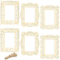 Unfinished Wooden Picture Frames for Crafts with Cutouts and String - Pack of 6