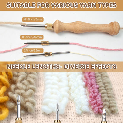 Punch Needle Kit with Storage Box,Adjustable Punch Needle Tool with 5 Different Metal Needles,Embroidery Punch Needle Set Adults Beginner for DIY Craft,Perfect for Decoration and Gifts