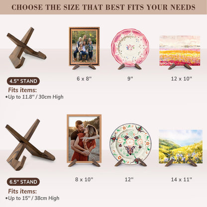 Plate Stand for Display - 6.5 Inch Plate Holder Display Stand, Wooden Picture Frame Holder, Decorative Table Top Easels
