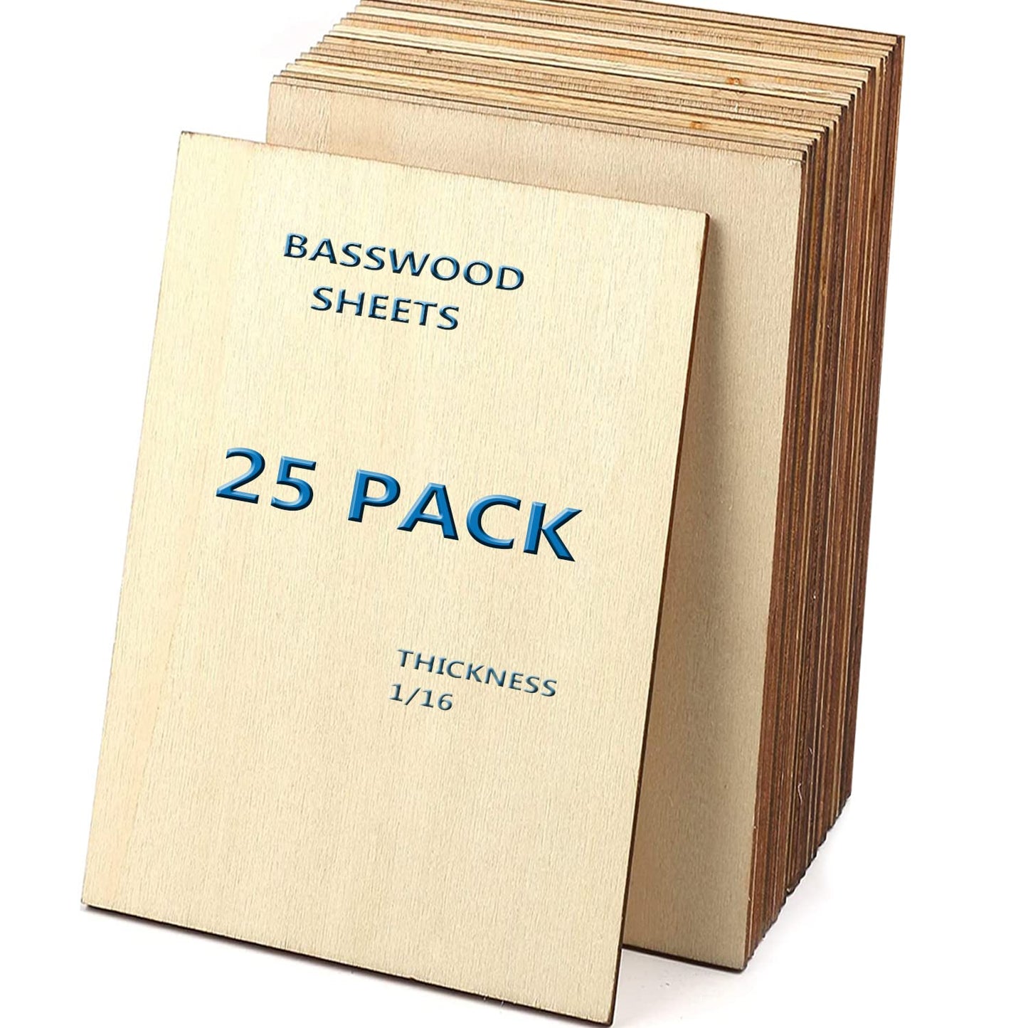 Unfinished Basswood Sheets, 25 Pcs - 1/16" Thick, Perfect for DIY Projects, Painting, Drawing, Laser, Wood Engraving, Wood Burning & CNC Cutting (150x100x1.5mm)