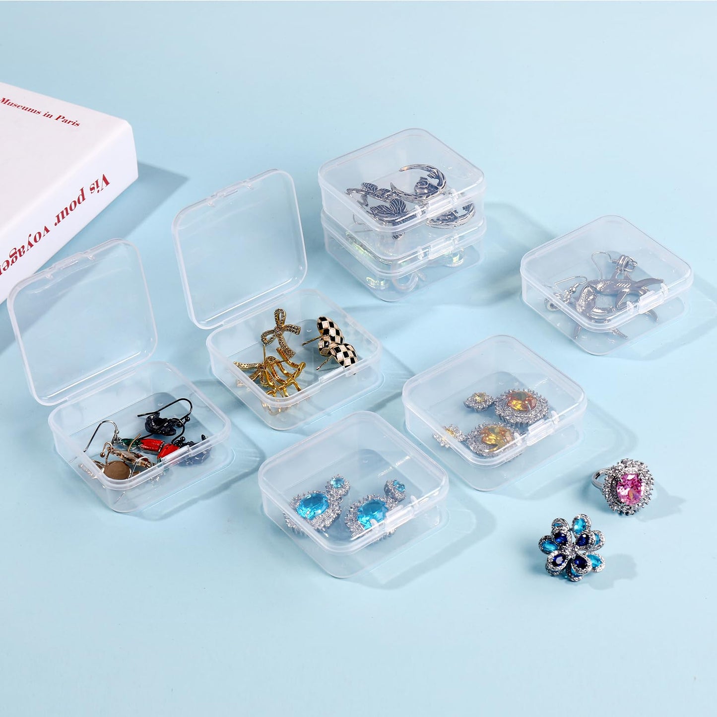 Small Bead Storage Containers 30 Pieces Plastic Storage Organizers Stackable Art Storage Case Transparent Boxes Jewelry Beads Storage Box(1 Pack)