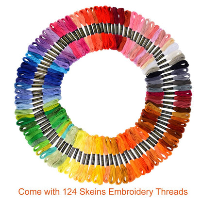 124 Skeins Embroidery Floss Cross Stitch Thread with Needles