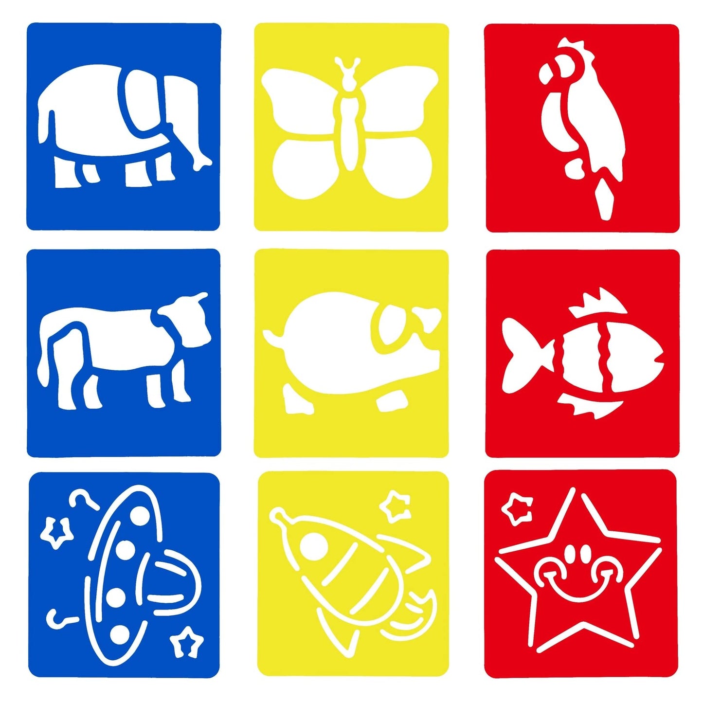 54 Pack Drawing Stencils, Hollow Out Drawing Templates, Plastic Animal Stencils for Craft Projects (5.6 x 6 in)