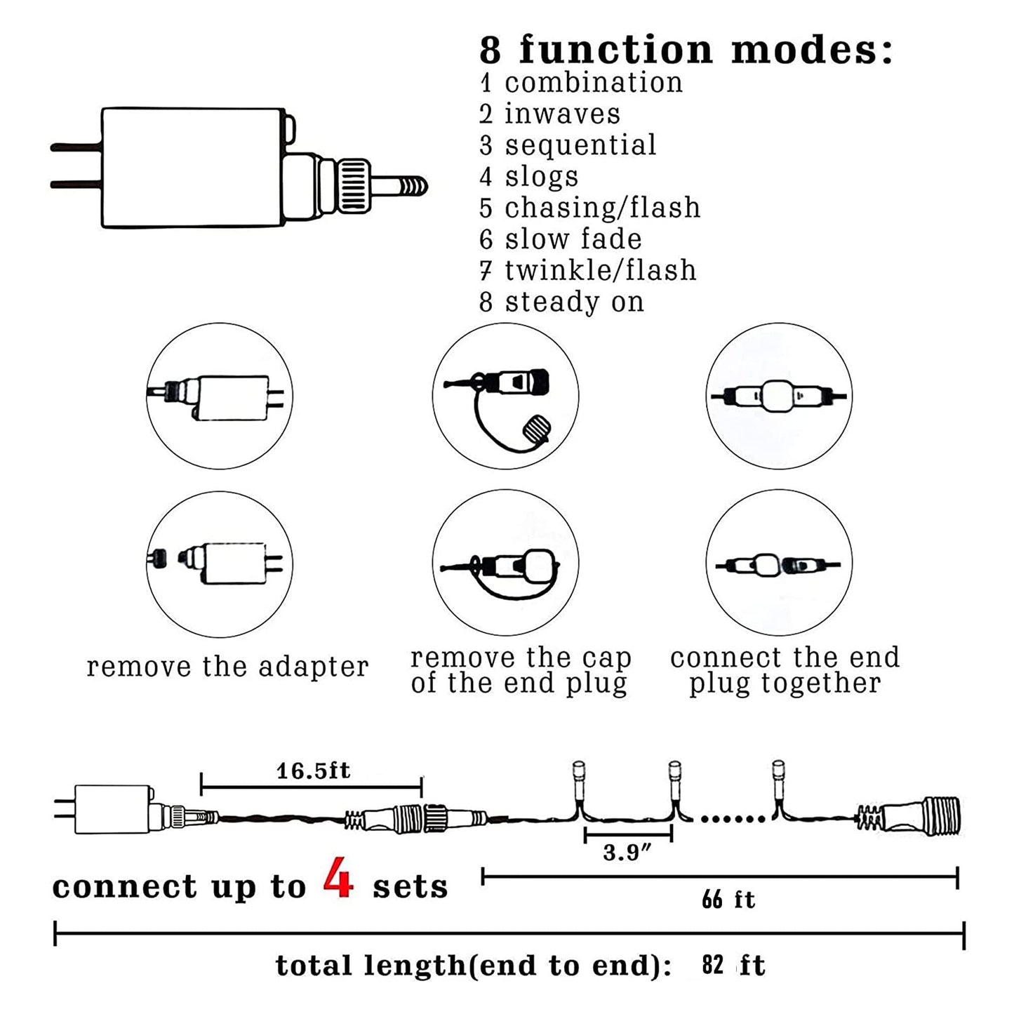 Halloween String Lights, 66FT 200 LED Connectable Black Wire 8 Modes String Lights, Waterproof Christmas Decorations for Indoor Outdoor Patio Party Holiday, Purple & Orange