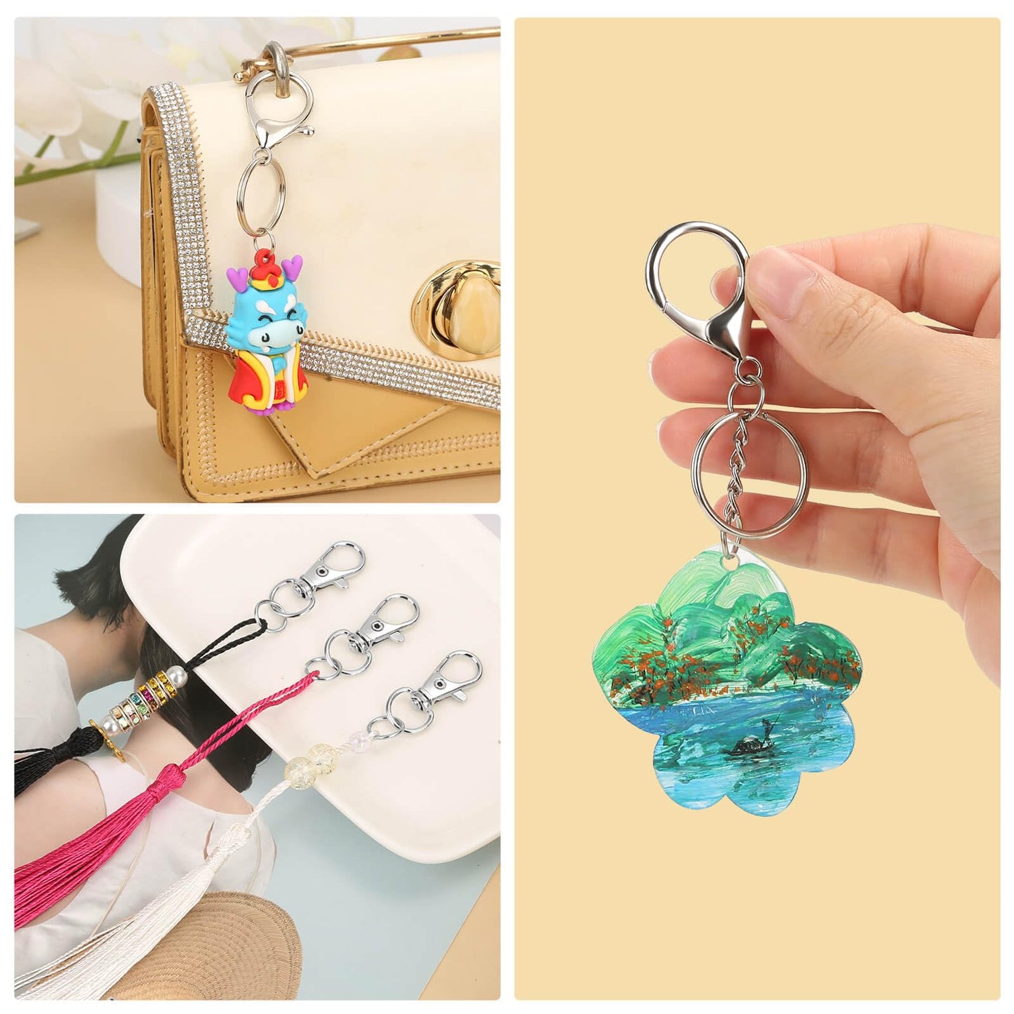 300PCS Keychain Making Kit, Keychain Craft Supplies Including Key Chain Clips, Lanyard Snap Hooks, Key Rings and Jump Rings for Key Chain Making, Purse Making, Lanyard Making