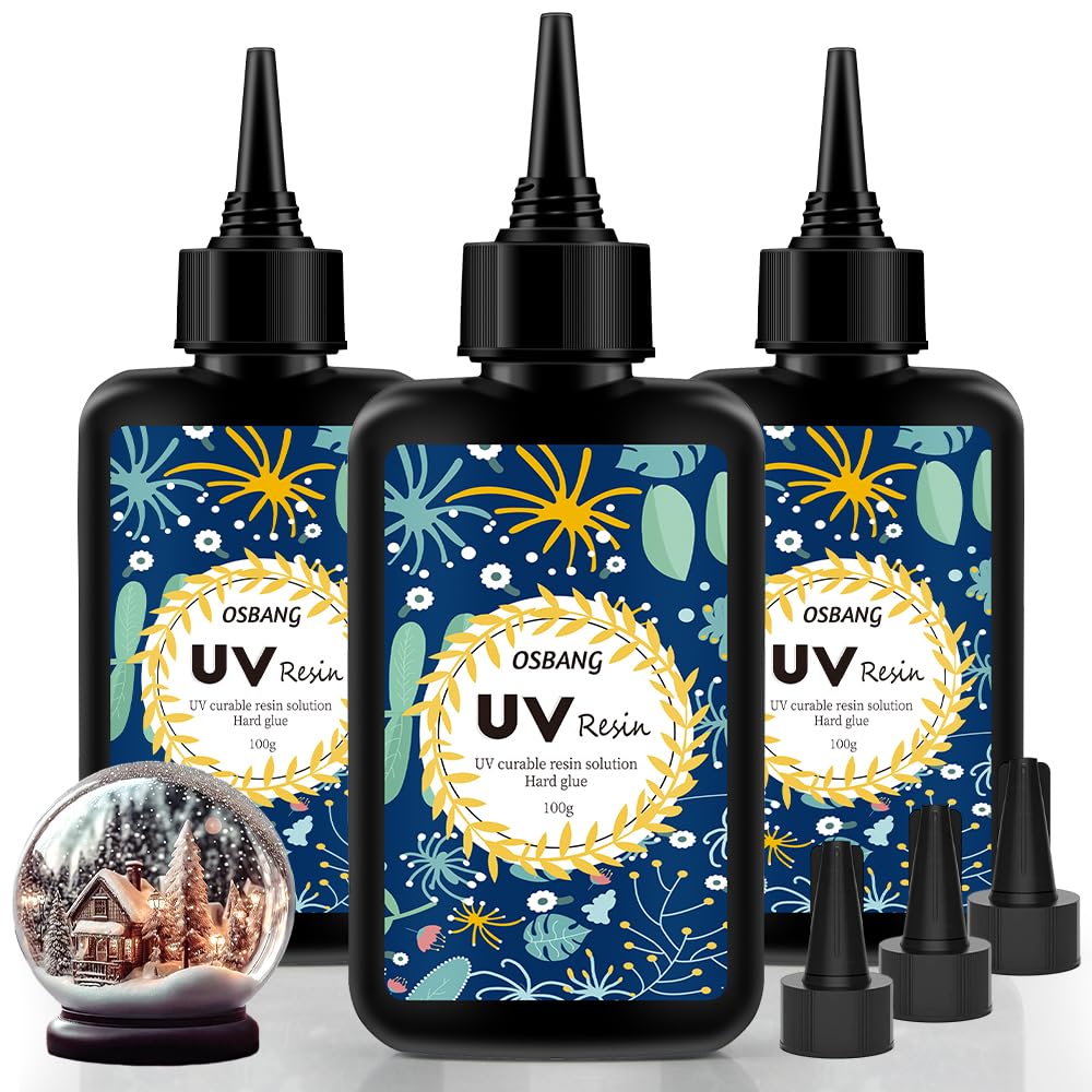 Crystal Clear Hard UV Resin Upgraded Formula Ultraviolet Fast Curing for Jewelry Making Craft Decoration, Hard Transparent Glue Solar Cure Sunlight Activated Resin Casting & Coating（300g）