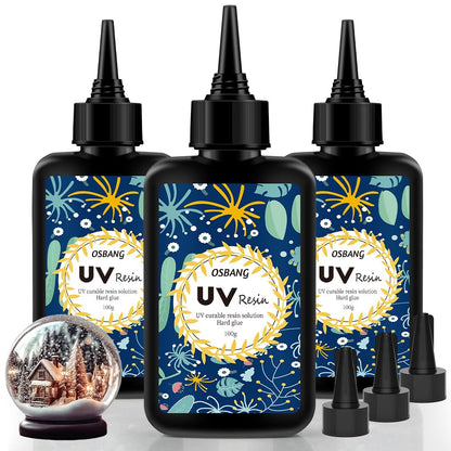 Crystal Clear Hard UV Resin Upgraded Formula Ultraviolet Fast Curing for Jewelry Making Craft Decoration, Hard Transparent Glue Solar Cure Sunlight Activated Resin Casting & Coating（300g）