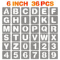 6 Inch Letter and Number Stencils, 36 Pcs Reusable Plastic Alphabet Spray Paint Stencils for Painting on Wood, Wall, Fabric, Rock, Chalkboard, Door Porch, Signage, DIY Craft Decoration