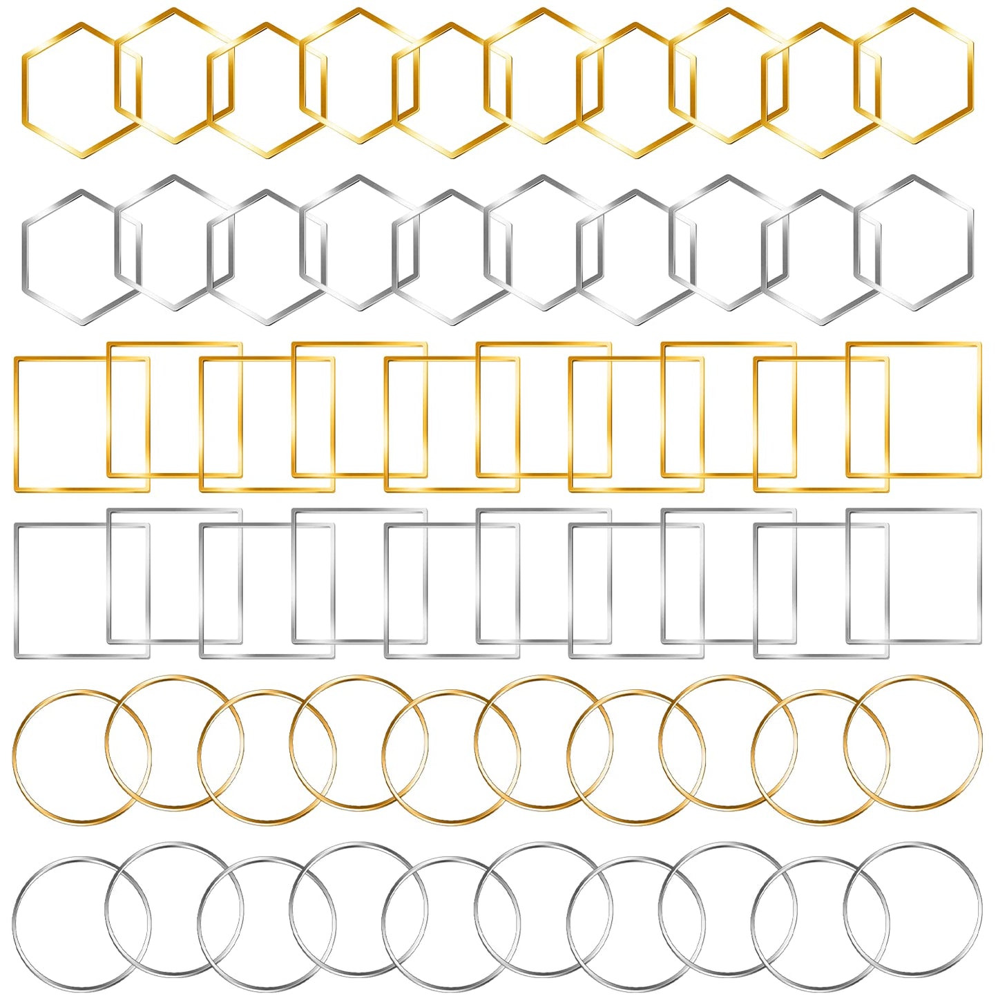 Earrings Beading Hoop for Jewelry Making,   Earrings Findings Hoops Earring Charms Open Bezel Pendant Frame for DIY Craft,Earring Necklace,Crafts Supplies (60 pcs (Round/Square/Hexagon))