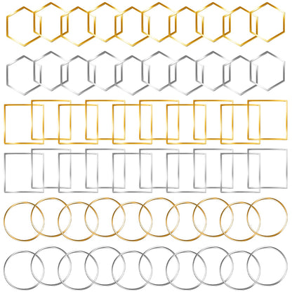 Earrings Beading Hoop for Jewelry Making,   Earrings Findings Hoops Earring Charms Open Bezel Pendant Frame for DIY Craft,Earring Necklace,Crafts Supplies (60 pcs (Round/Square/Hexagon))