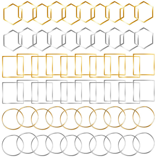 Earrings Beading Hoop for Jewelry Making,   Earrings Findings Hoops Earring Charms Open Bezel Pendant Frame for DIY Craft,Earring Necklace,Crafts Supplies (60 pcs (Round/Square/Hexagon))