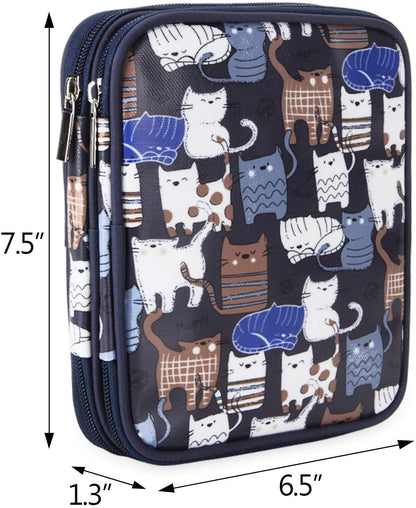 Organizer Case for Interchangeable Circular Knitting Needles, Crochet hooks and Knitting Accessories, Keep All in Place and Easy to Carry, Cats Blue (No Accessories Included)
