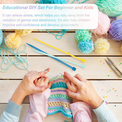 14PCS Plastic Knitting Needles for Beginner and Kids, 10 inch Long Straight Knitting Needles Single Pointed Needles Colorful Knit Needle Set Knitting Kit DIY Craft Yarn Weaving Tool,4mm to 10mm