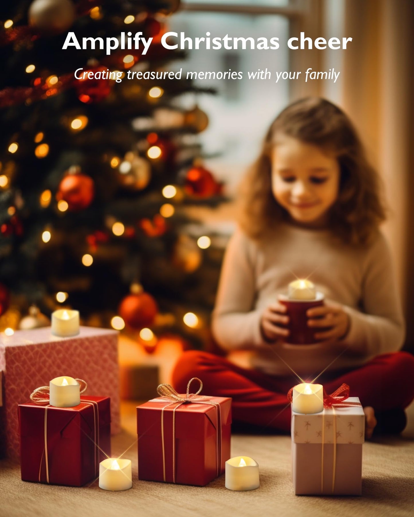 48-Pack Novelty Flickering Flameless Tea Lights Candles, 200+Hours Battery-Operated LED Fake Candles for Wedding Table Centerpieces,Proposal,Anniversary, White Base, Ø1.5'' × H1.3''