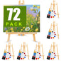 72 PCS Professional Painting Set with Easels, 6 PCS Wood Easels,6 Packs of 60 Brushes with Nylon Brush Head and 6 pcs Palettes, Painting Supplies kit for Kids & Adults to Painting Party.