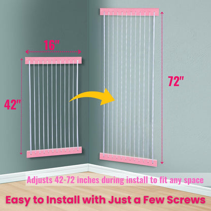 Stuffed Animal Storage Wooden Soft Toy Storage for Kids Room，Wall Mount Door Hanging Stuffed Animal Toy Organizer Shelf for Nursery Play Room Pink -Patent