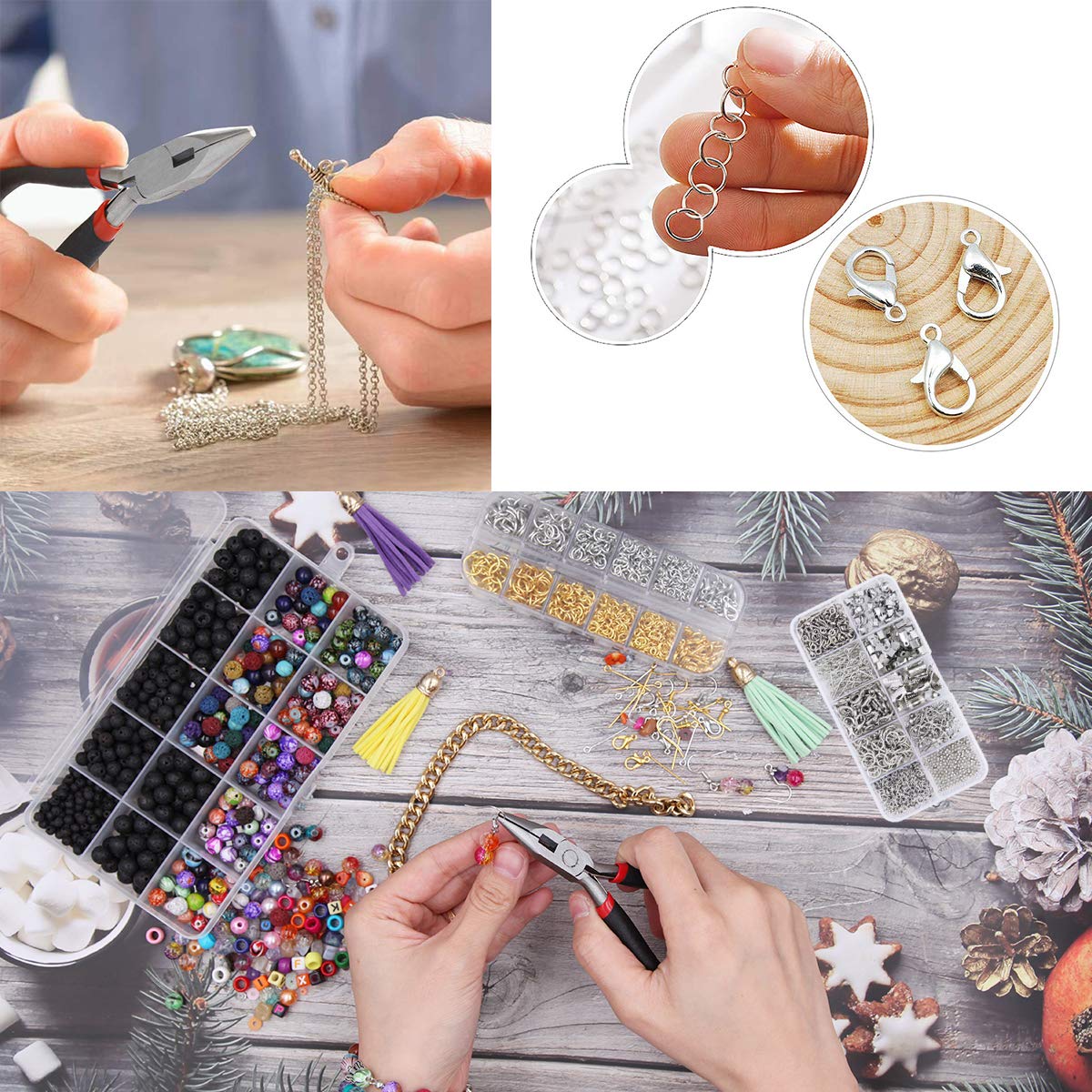 Jewelry Making Kit with Pliers, Wires, Jump Rings, Clasps, Cord and More for Jewelry DIY Crafts - Silver