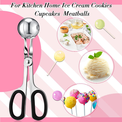 Lollipop Cake Pop Treat Bag Set Include 100 Parcel Bags 100 Papery Treat Sticks Metallic Twist Ties Meat Baller with Handles Cake Pops Making Tools for Candies, Chocolates and Cookies (Black)