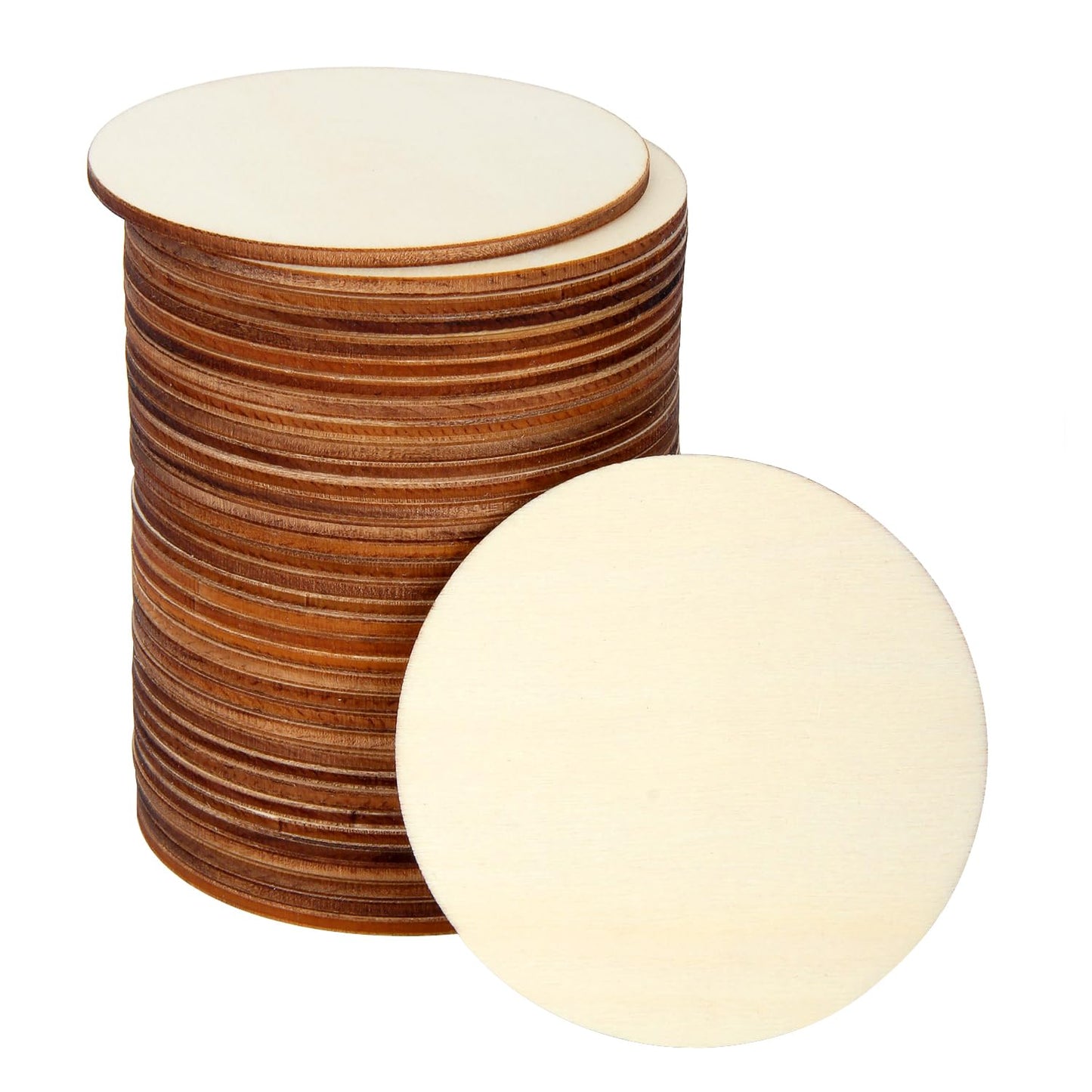 Unfinished Wood Circles for Crafts, Wood Rounds for Crafts, Round Discs for Painting, Writing, DIY Supplies, Engraving and Carving, Home Decorations (3" 36 Pcs)