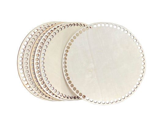 6-Pack 9 Inch Basket Bottom for Crochet Unfinished Wooden Round Weaving Knitting Base for Crafts