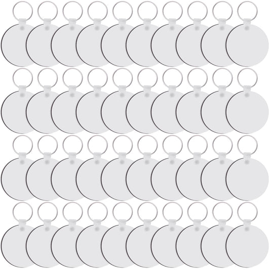 120 Pieces Round Sublimation Keychain Blanks Double Side Heat Transfer MDF Board Key Rings for DIY and Craft