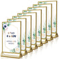4x6 Acrylic Sign Holders 8 Pack Gold Table Number Holder for Wedding Picture Frame Double Sided Table Menu Stands with Vertical Stand, Photos and Art Display