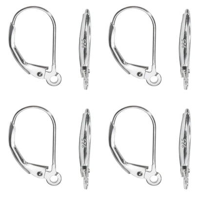 8pcs 925 Sterling Silver Leverback French Earring Hooks Silver Hypoallergenic Dangle Earwire Findings 16x9mm with Jump Rings for Jewelry Making