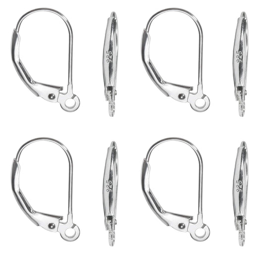 8pcs 925 Sterling Silver Leverback French Earring Hooks Silver Hypoallergenic Dangle Earwire Findings 16x9mm with Jump Rings for Jewelry Making