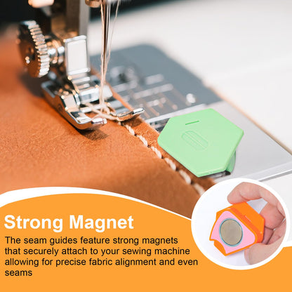 3 Pack Magnetic Seam Guide for Sewing Machine,Multifunctional Polygonal Hemmer Guide with Scale,Universal Sewing Quilting Supplies Accessories Tools(3 Color)