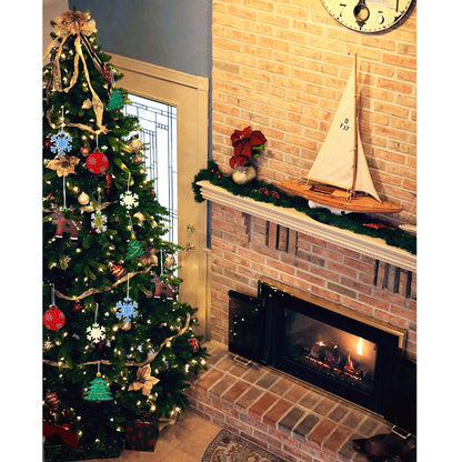 40 Pcs Wooden Ornaments Unfinished Christmas DIY Ornaments Craft Kit, Christmas Wood Ornaments with Bells, Wax Rope and Rhinestone Stickers for Children Arts and Crafts Supplies