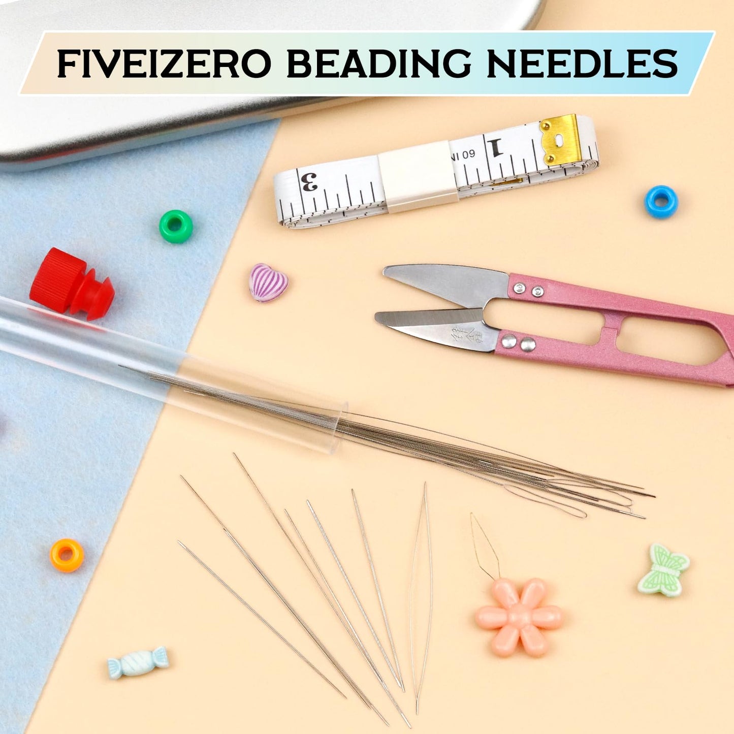21 Pieces Beading Needles Set, 6 Sizes Seed Beads Needles Big Eye, Collapsible Beading Needles Set for Jewelry Making
