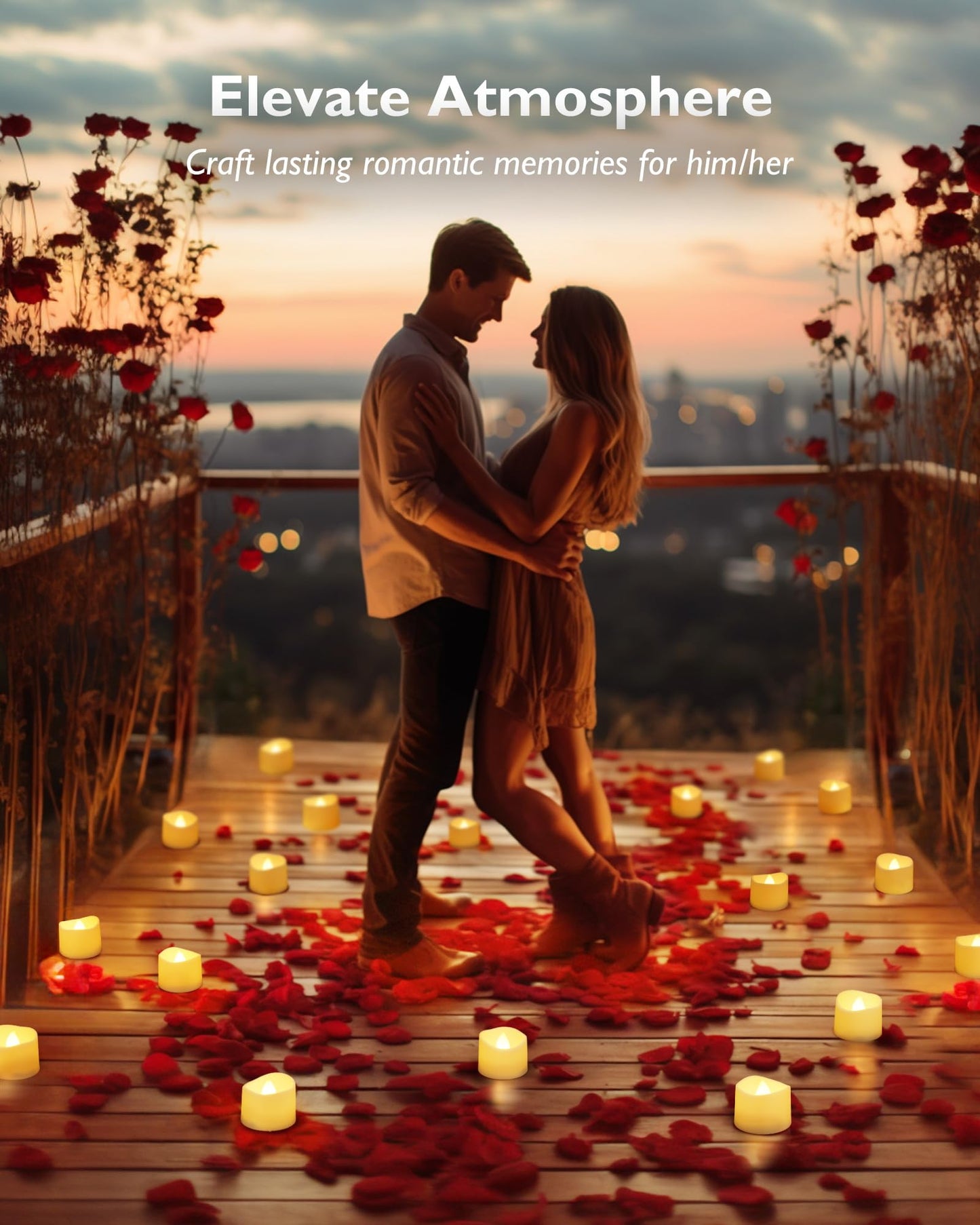 48-Pack Novelty Flickering Flameless Tea Lights Candles, 200+Hours Battery-Operated LED Fake Candles for Wedding Table Centerpieces,Proposal,Anniversary, White Base, Ø1.5'' × H1.3''