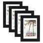 4x6 Picture Frame (4 Pack, Black), Made of Real Glass and Wooden Frame - Display Pictures 3.5x5 with Mat or 4x6 Without Mat, 4 by 6 Photo Frames TableTop Display and Wall Mounting