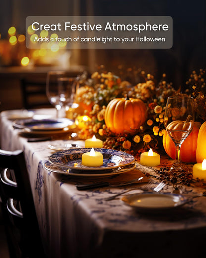 LED Candles, Tea Lights Candles Battery Operated Bulk, 24-Pack Long-Lasting 200 Hours Flameless Tealight Candles, Realistic Tea Lights for Halloween Christmas Wedding, 1.5'' D X 1.25'' H