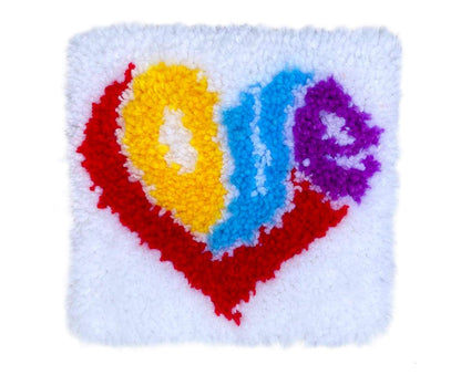 Latch Hook Kits for Adults Kids,Soft Simple Embroidery DIY Latch Hook Craft Kit with Printed Pattern Include Latch Hook10x10 Inch (Love)