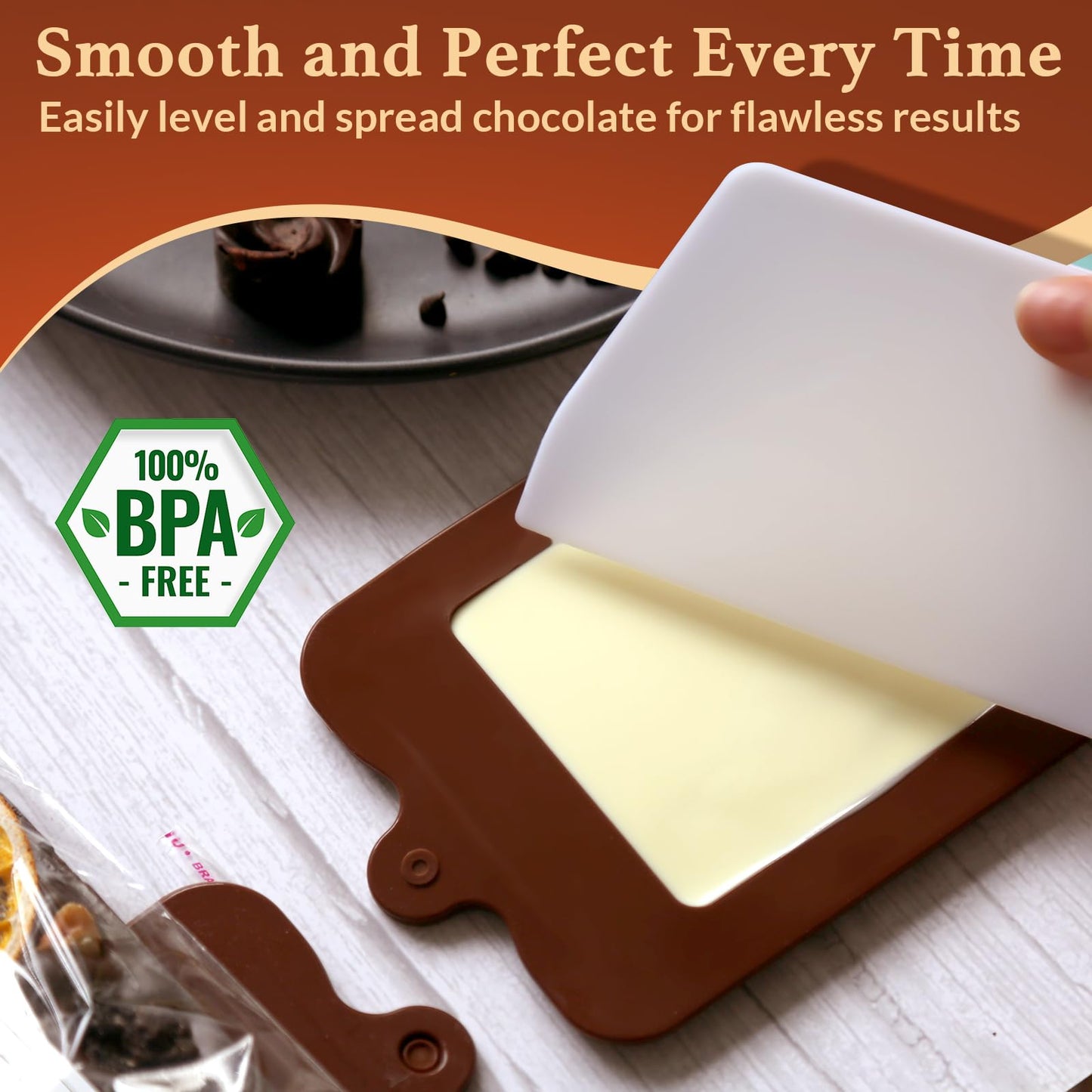 Chocolate Candy Bar Mold Silicone with 50 Clear Wrappers/Stickers/Plastic Scraper and Reusable Storage Bag, Lover Mothers Fathers Day DIY Chocolate Molds Gift