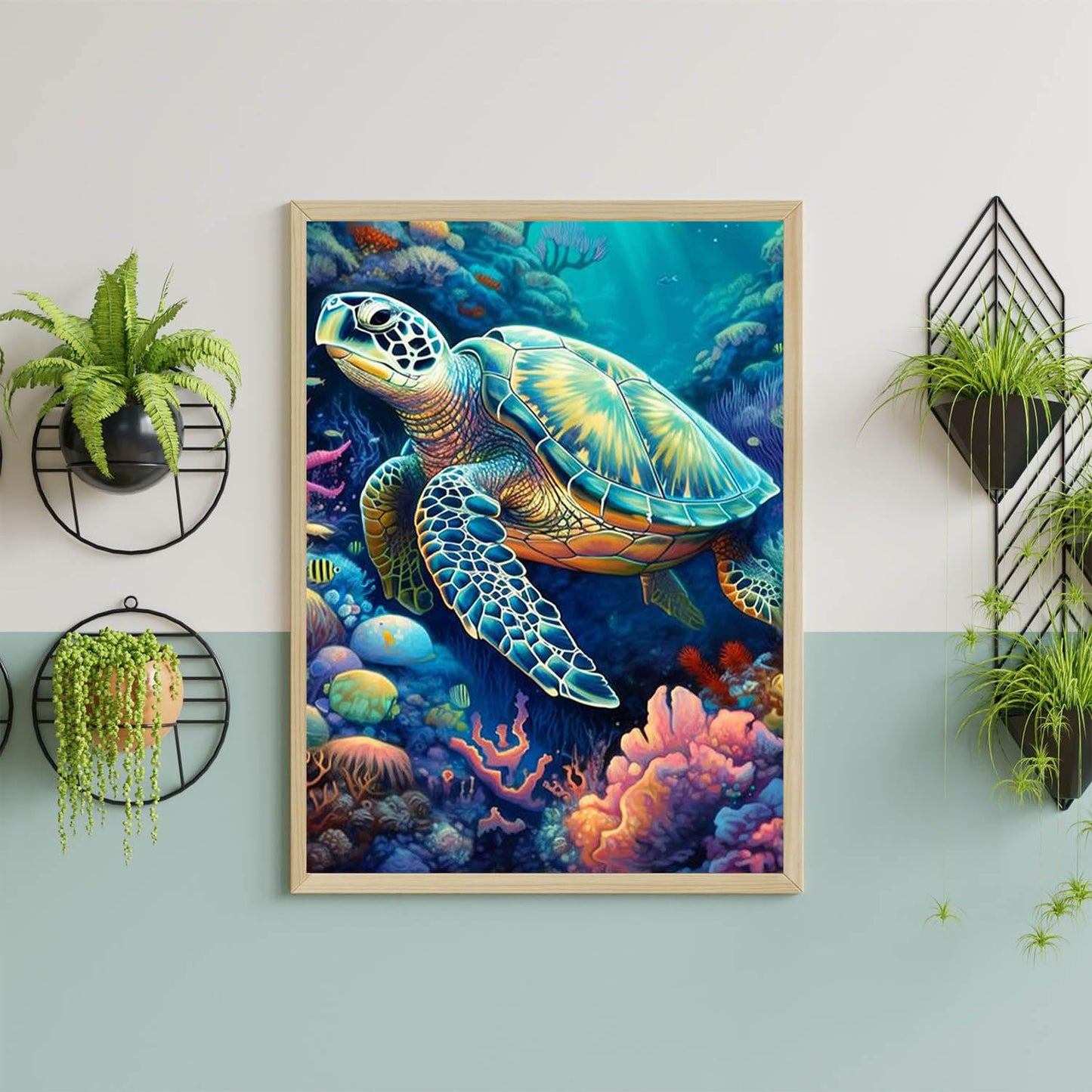 Cross Stitch Kits for Adults - Turtle Stamped Crossstitching Kits Preprinted 11 Count Cross-Stitch Kit for Beginner, 11CT Prestamped Easy Pattern Needlepoint Kits Crafts for Decor