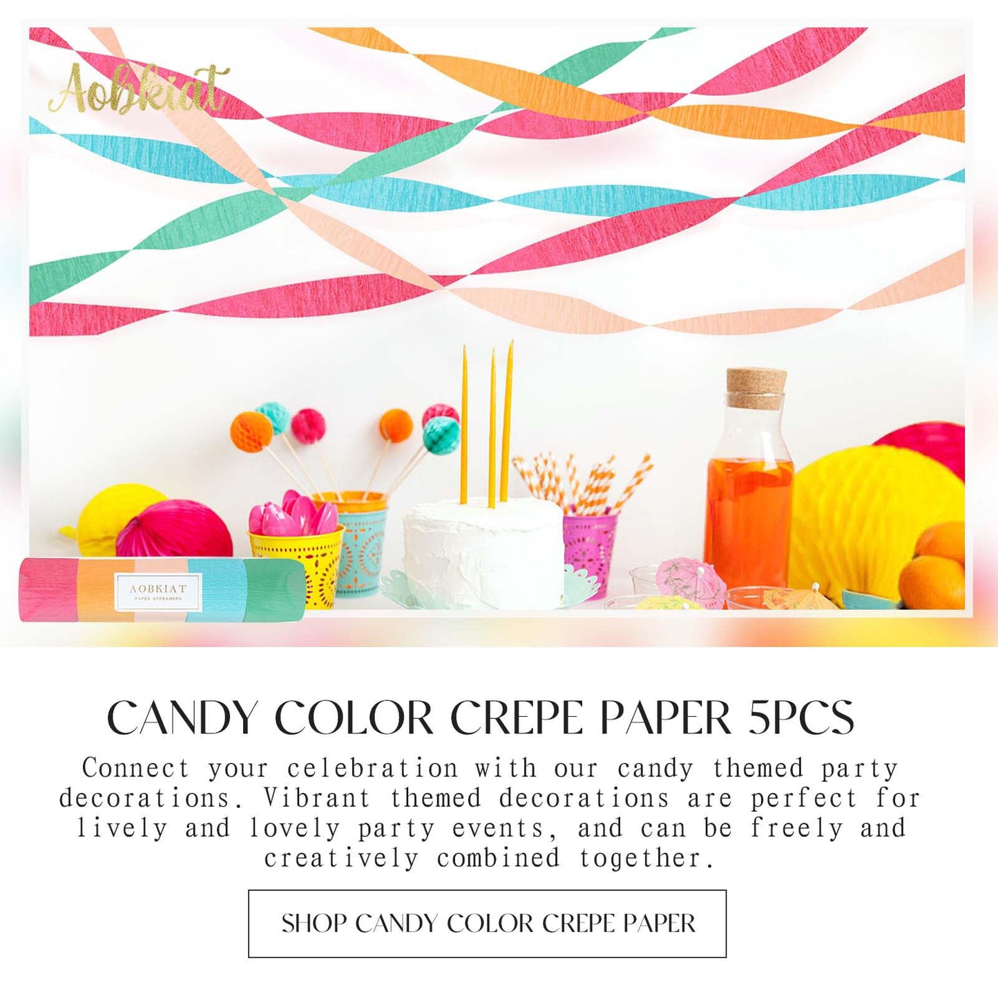 5 Rolls Rainbow Party Streamers Crepe Paper,Candyland Party Decorations for Christmas,Birthday,Wedding,Bachelorette,Bridal/Baby Shower,Hanging Candyland Backdrop Decoration