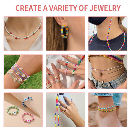 48000pcs Glass Seed Beads Kit for Jewelry Making, 96 Colors 2mm Small Beads with Pendant Charms and Letter Beads for Friendship Bracelet, Necklace Ring Making