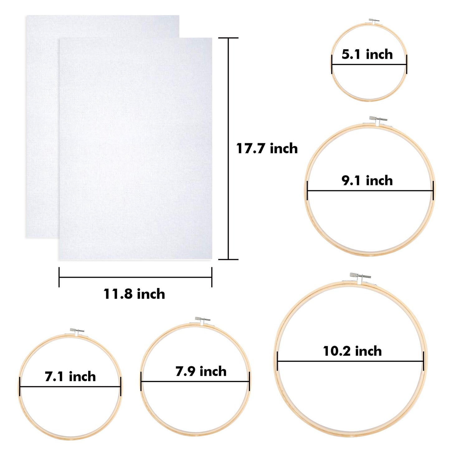 304 Pack Embroidery Kit, 200 Colors Threads, 5 Pcs Bamboo Embroidery Hoops, 2 Pcs Aida Cloth, Instructions, Bag and Cross Stitch Tools Set, Hand Embroidery Starter Kit for Beginners Adults