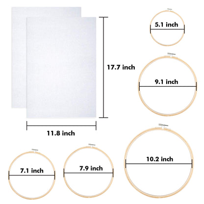 304 Pack Embroidery Kit, 200 Colors Threads, 5 Pcs Bamboo Embroidery Hoops, 2 Pcs Aida Cloth, Instructions, Bag and Cross Stitch Tools Set, Hand Embroidery Starter Kit for Beginners Adults