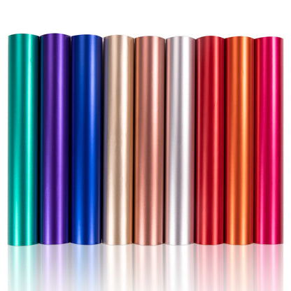 Matte Metallic Vinyl Permanent, 9 PCS 12 "x12 Metallic Vinyl Sheets - Permanent Adhesive Vinyl for Cricut Machine & Silhouette Cameo