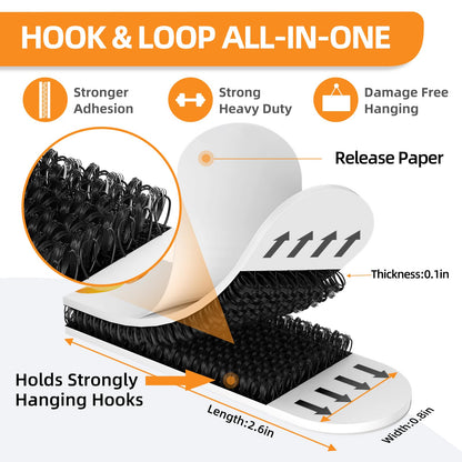 Picture Hanging Strips Heavy Duty(M/12Lbs) 28Pairs/56 Strips Damage Free Wall Picture Hangers Without Nails, Removable Refill Adhesive Strips for Wall Posters Home Decor, Medium, Black