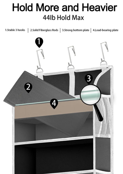1 Pack Over The Door Organizer, Bathroom Organizers and Storage with 5 Pockets 10 Mesh Pockets, 50 lbs Weight Capacity Stuffed Animal Storage for Nursery Newborn Baby Essential
