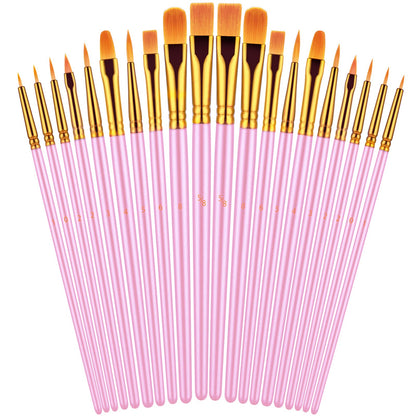 20 Pcs Paint Brushes for Acrylic Painting, Oil Watercolor Acrylic Paint Brush, Artist Paintbrushes for Body Face Rock Canvas, Kids Adult Drawing Arts Crafts Supplies, Pink