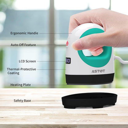 Heat Press Mini Heat Press Machine, Small Heat Press for T Shirts, Hats, Heating Transfer Projects,14 Levels Temperature Setting (White&Green)