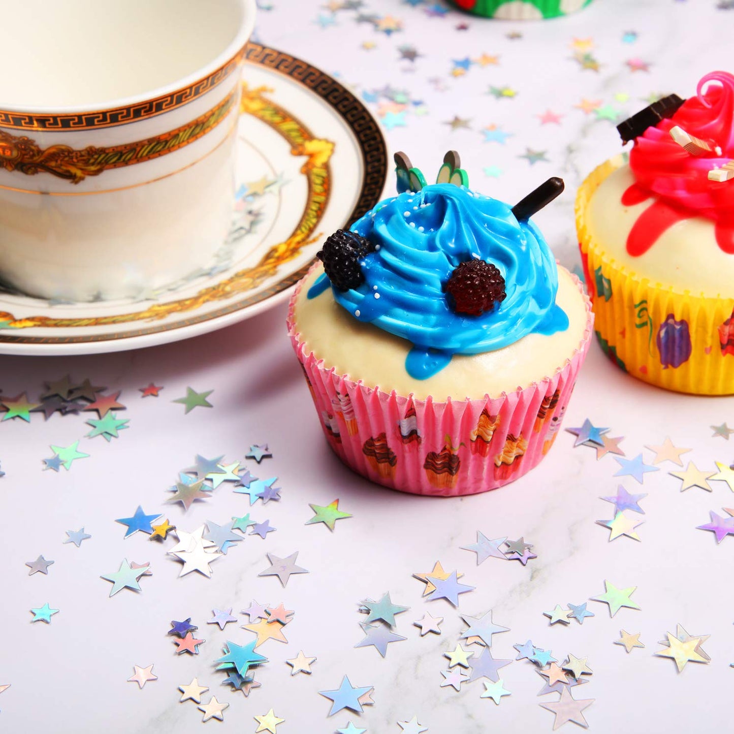 60g Star Confetti Glitter Table Confetti Metallic Foil Stars for Party Wedding Festival Decorations(Holographic Silver,10mm and 6mm)