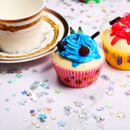 60g Star Confetti Glitter Table Confetti Metallic Foil Stars for Party Wedding Festival Decorations(Holographic Silver,10mm and 6mm)